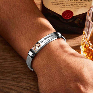 Gift for Him Photo Bracelet Music Code Bracelet Metal Bracelet Scannble Music Gift