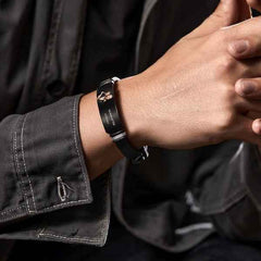 Custom Men's Photo Engraved Black Bracelet For Him Personalized Bracelet For Men Perfect Gift For Father's Day