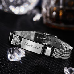 Personalised Engraved Photo Bracelet for Men - Custom Text & Image Gift