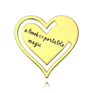 Custom Engraved Heart Metal Bookmark with Text