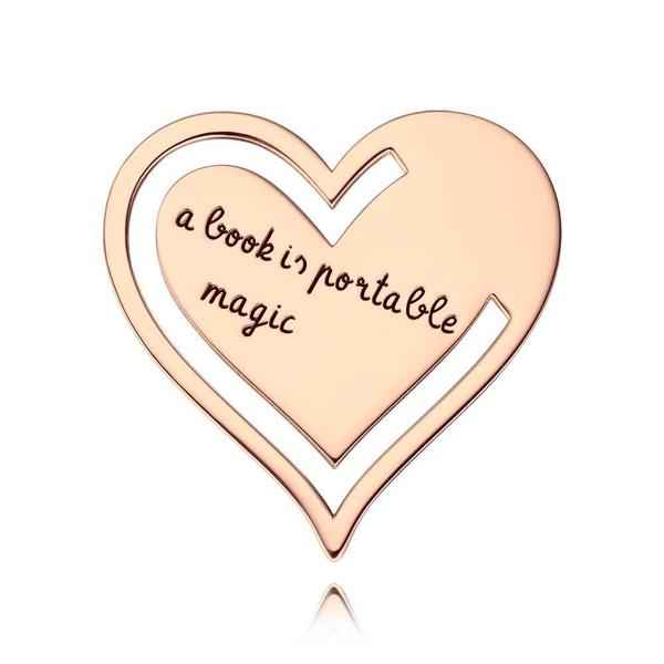 Custom Engraved Heart Metal Bookmark with Text