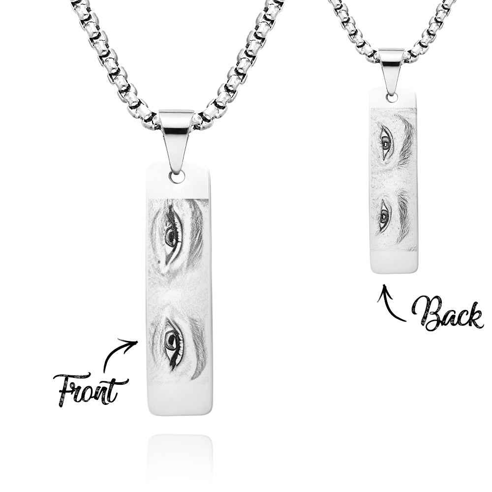 Custom Eyes Photo Necklace Double Sided Personalization Photo Eye Necklace You and Him/Her