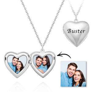 Custom Photo Engraved Necklace Heart-shaped Locket Necklace Creative Gift