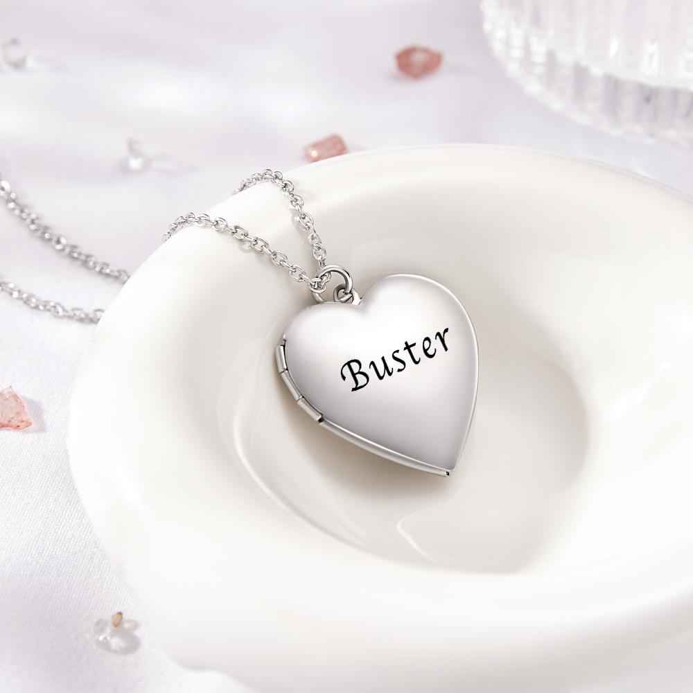 Custom Photo Engraved Necklace Heart-shaped Locket Necklace Creative Gift