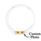 Scale image showing the 2.2 x 0.6 cm charm beside a ruler to illustrate personalised bracelet charm dimensions