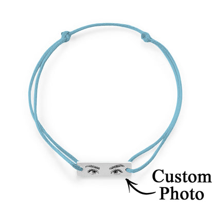 Personalised Eyes Photo Bracelet | Custom Engraved Love Gift | Adjustable Stainless Steel