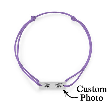 Custom Engraved Eyes of Love Bracelet with Personal Photo | Adjustable Jewellery
