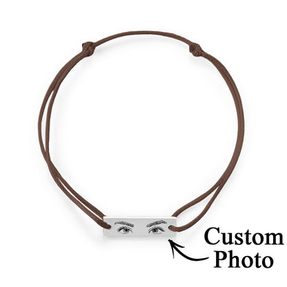 Personalised Eyes Photo Bracelet | Custom Engraved Love Gift | Adjustable Stainless Steel