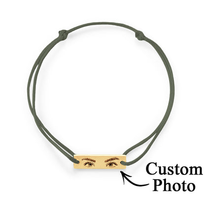 Personalised Eyes Photo Bracelet | Custom Engraved Love Gift | Adjustable Stainless Steel