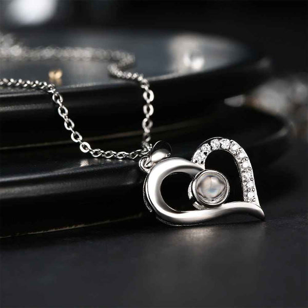 Photo Projection Necklace With Eternal Flower Jewelry Box Gifts for Mum - 2 Colors