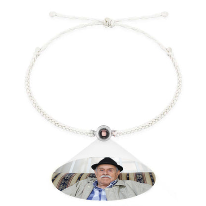 Personalised Photo Projection Bracelet - Braided Black Rope Couple Bracelet Gift