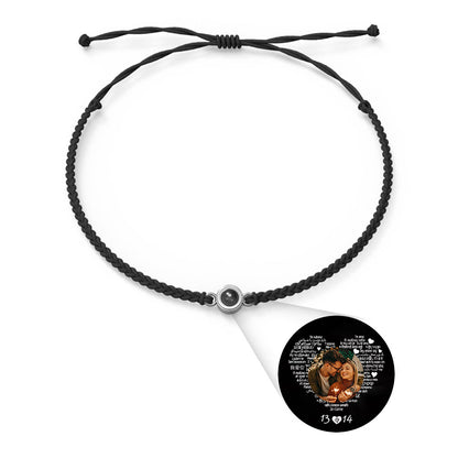 Personalised Photo Projection Charm Bracelet | I Love You in 100 Languages | Custom Birthday Gift