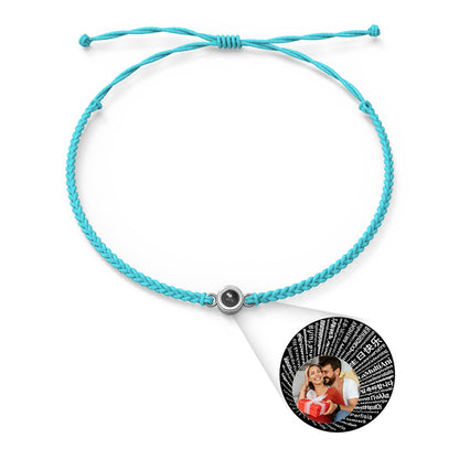 Personalised Photo Projection Charm Bracelet | I Love You in 100 Languages | Custom Birthday Gift