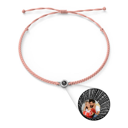 Personalised Photo Projection Charm Bracelet | I Love You in 100 Languages | Custom Birthday Gift