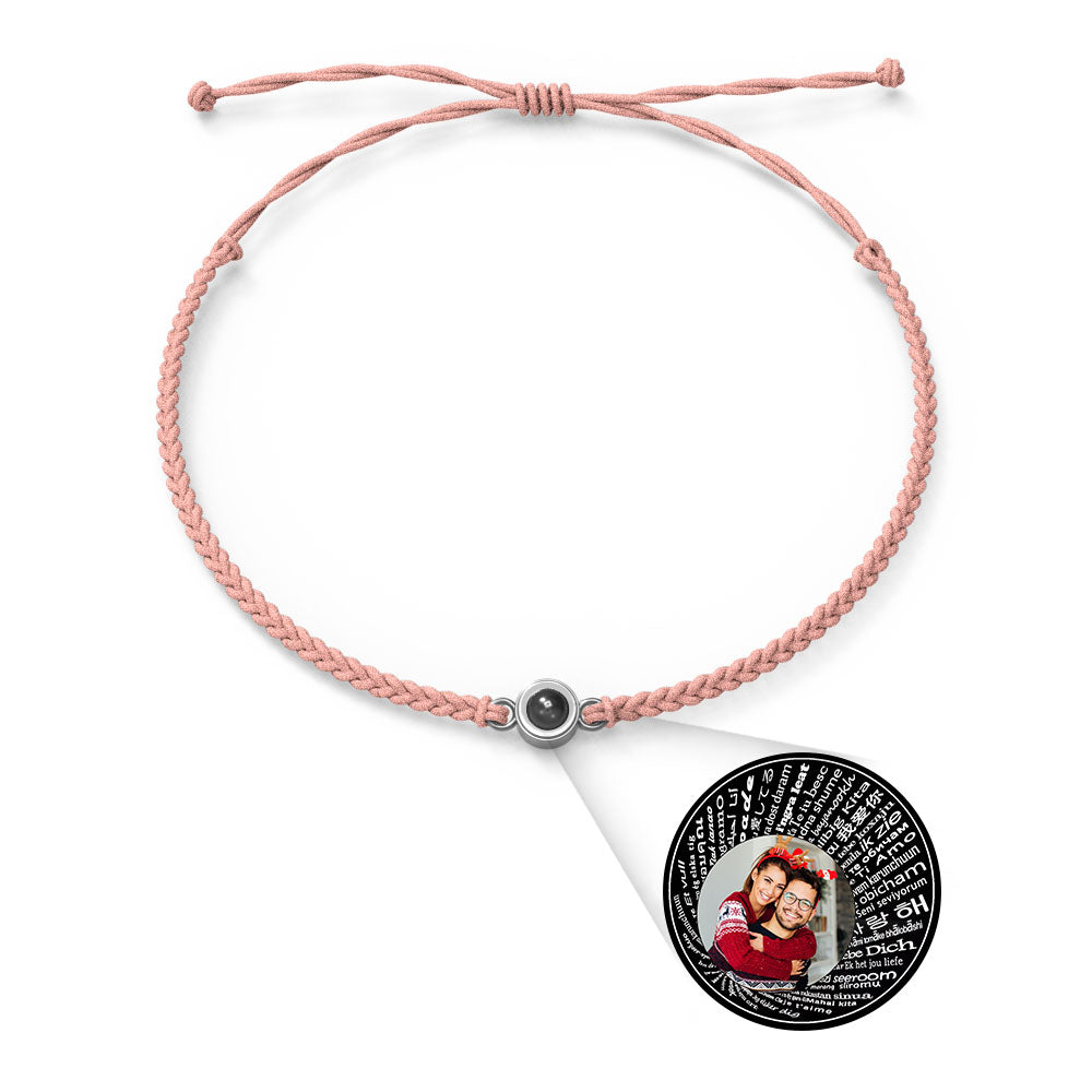 Personalised Photo Projection Charm Bracelet | I Love You in 100 Languages | Custom Birthday Gift
