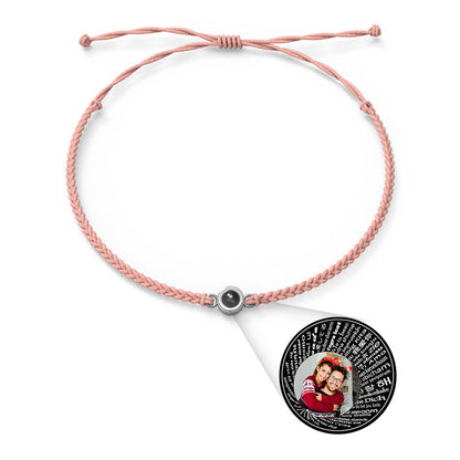 Personalised Photo Projection Charm Bracelet | I Love You in 100 Languages | Custom Birthday Gift