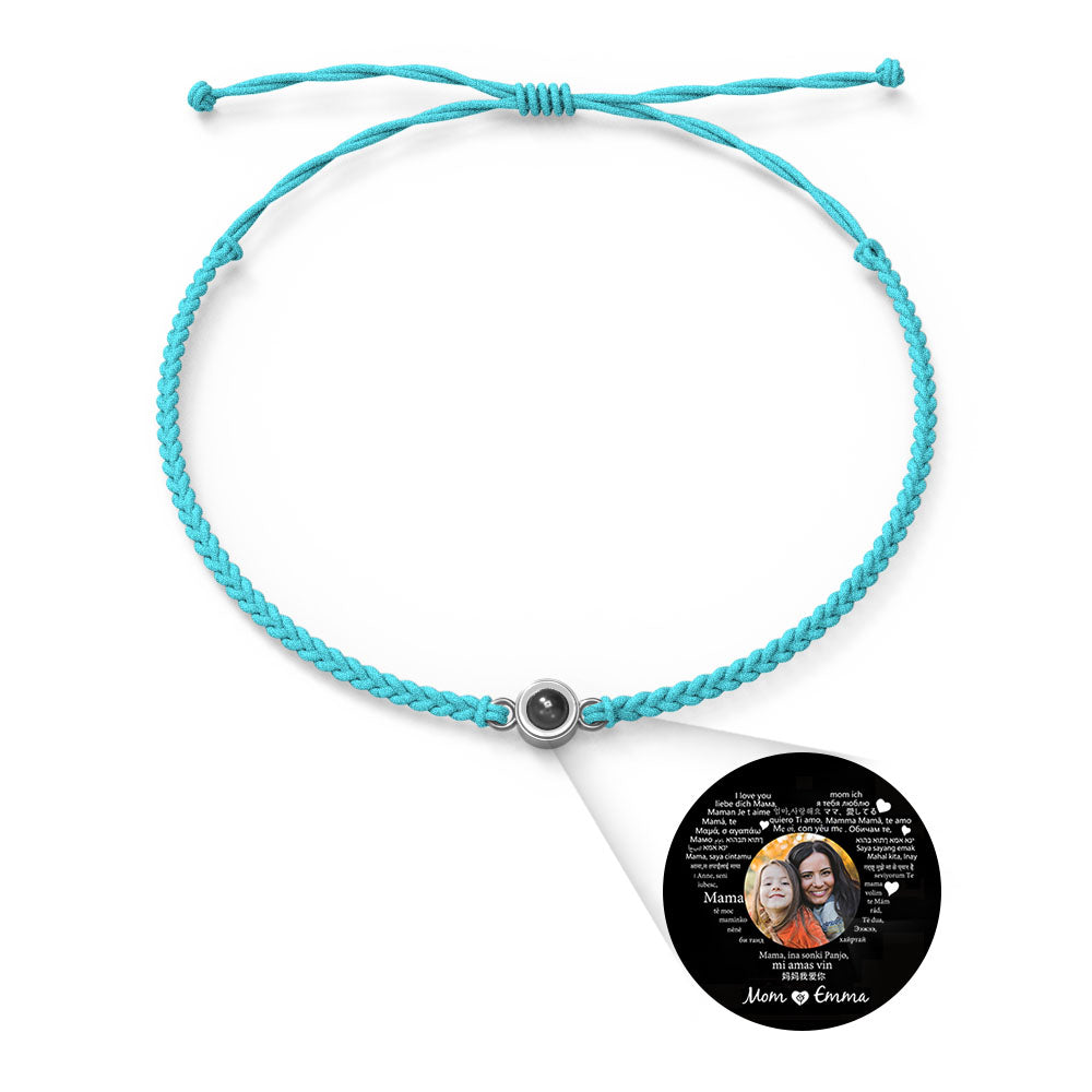 Personalised Photo Projection Charm Bracelet | I Love You in 100 Languages | Custom Birthday Gift