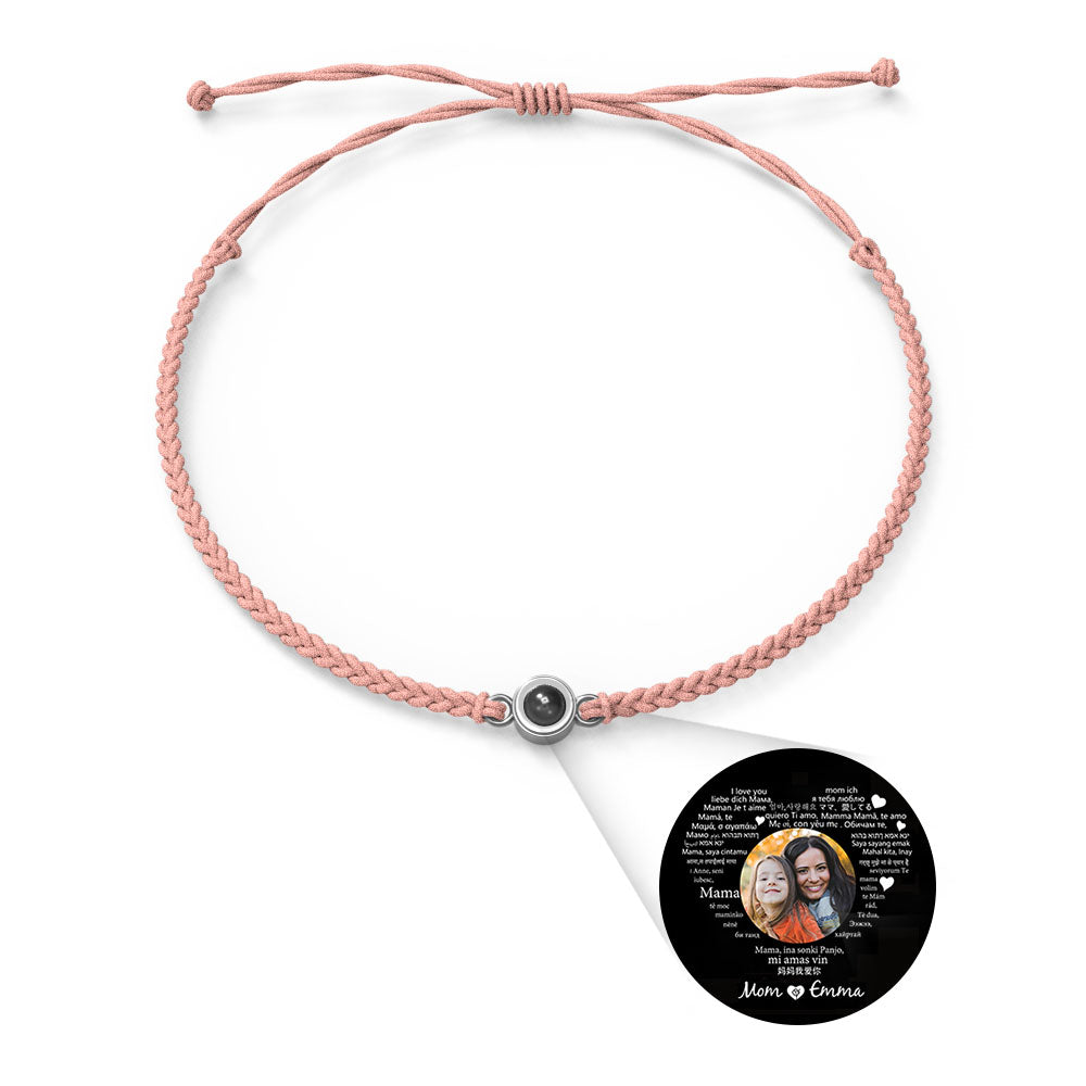 Personalised Photo Projection Charm Bracelet | I Love You in 100 Languages | Custom Birthday Gift