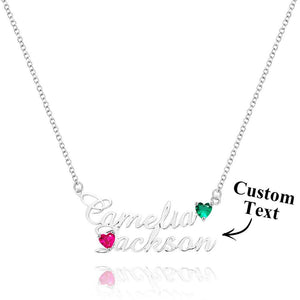 Personalized Double Name Necklace with Birthstones Jewelry Birthday Anniversary Gift for Her