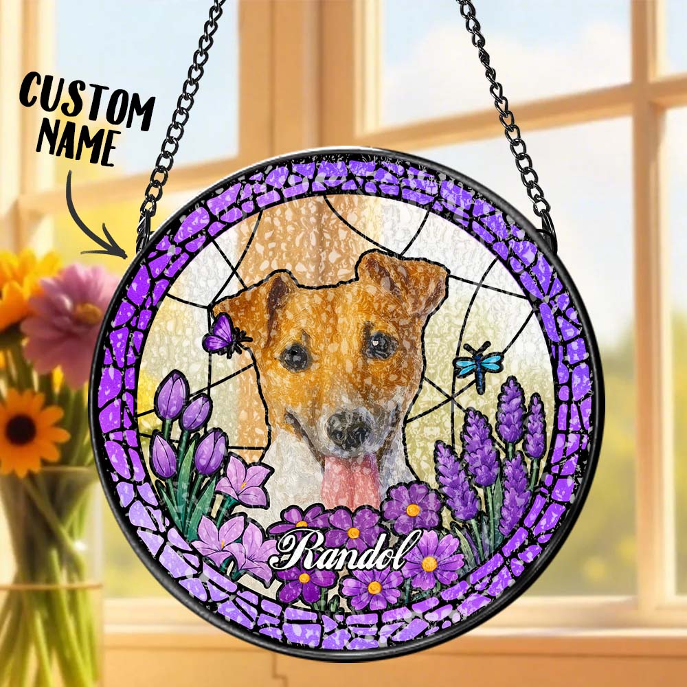 Personalised Pet Portrait Stained Glass Suncatcher - Custom Memorial Gift for Dog & Cat Lovers