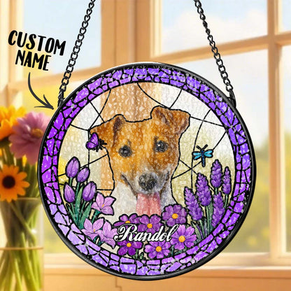 Personalised Pet Portrait Stained Glass Suncatcher - Custom Memorial Gift for Dog & Cat Lovers