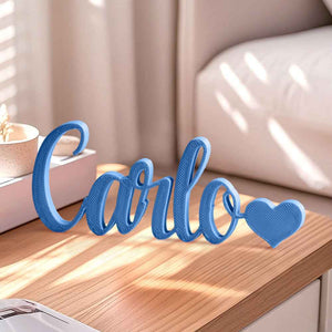 Custom 3D Printed Name Sign with Heart Shaped Desk Name Plate Home Decor Gift