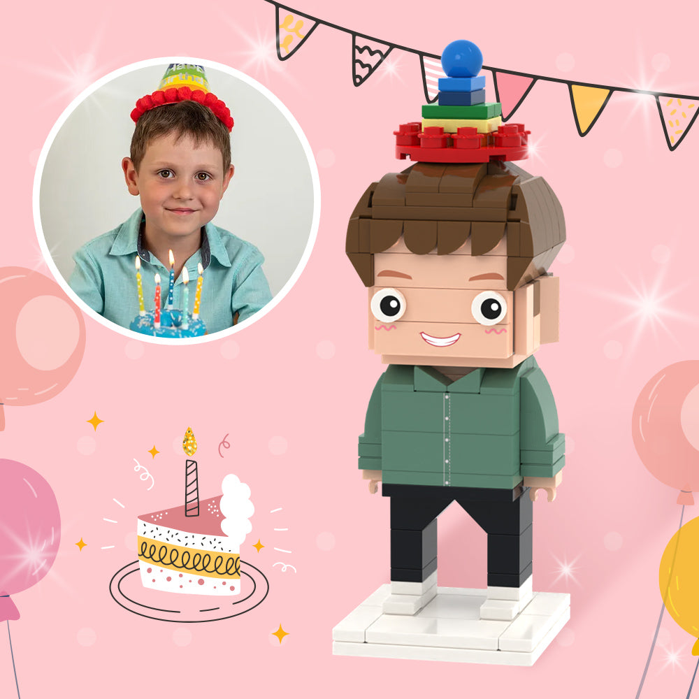 Personalised Photo Brick Figure | Custom Boy Birthday Gift | Unique Lego-Style Keepsake