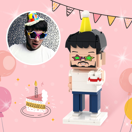 Personalised photo brick figure — full‑body custom brick figure made from your photo, perfect birthday gift for him (eco‑friendly ABS)