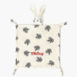 Close-up of embroidered name on personalised baby comforter