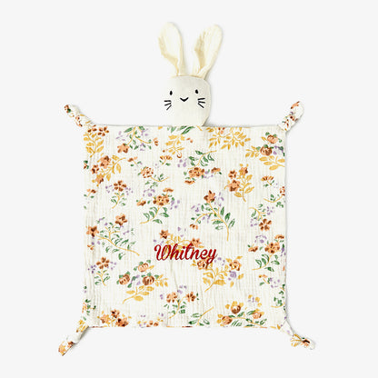 Another view of the personalised baby comforter showing neat stitching