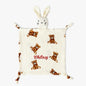 Fully spread flat view of the personalised baby comforter with embroidery area
