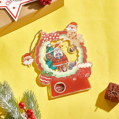 Detailed close-up of printed photo inside clear acrylic gashapon — high-resolution personalised photo keepsake, colours may vary slightly