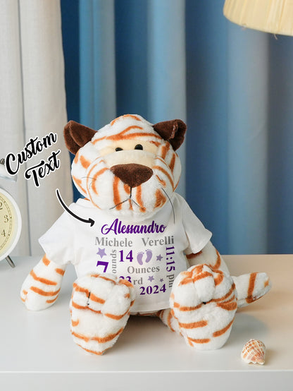 Custom head options display with hairstyle and facial expression choices for personalised baby plush — birth announcement keepsake