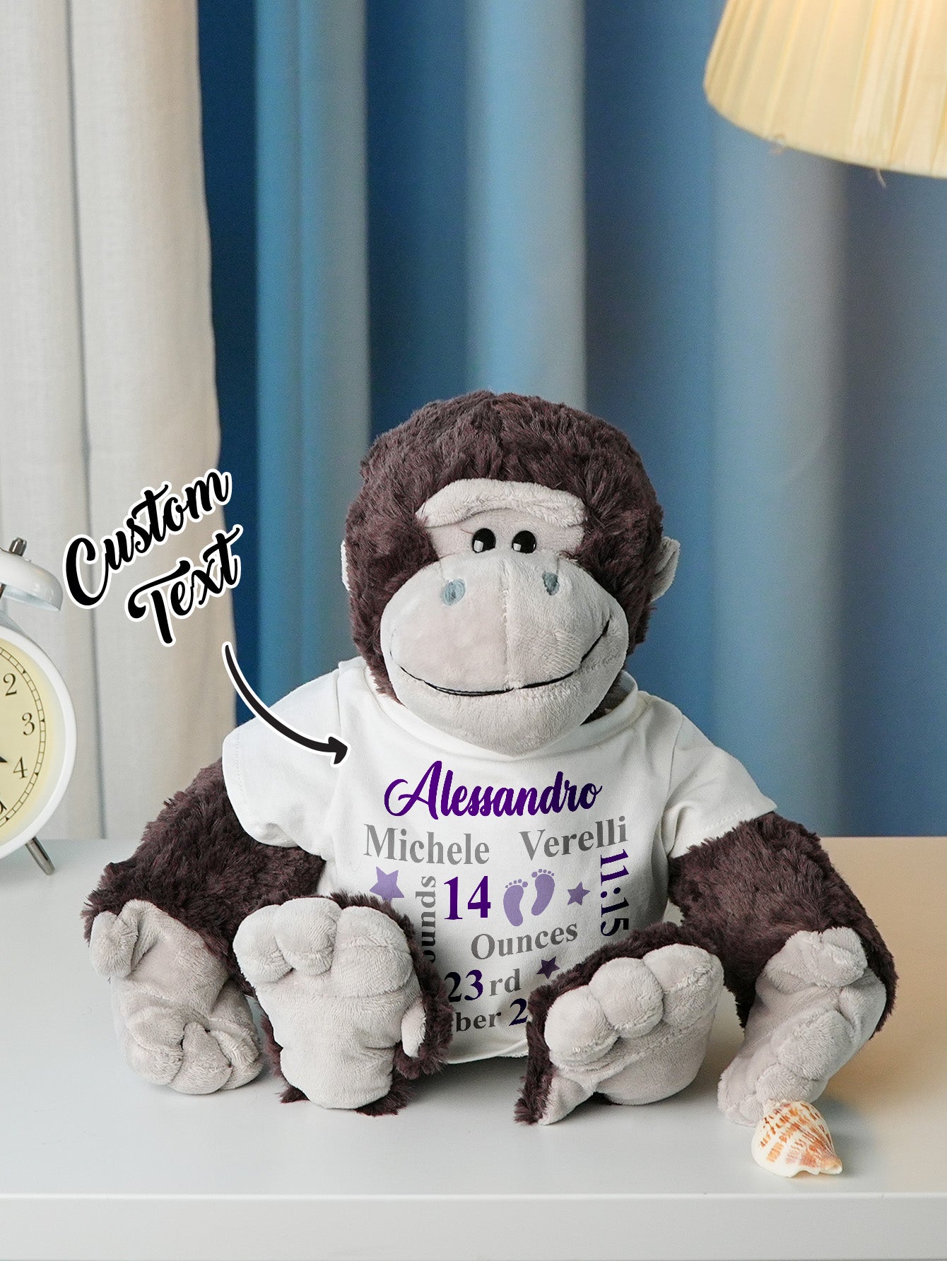 Collection of hairstyle choices for personalised animal plush toy — custom options to match newborn features