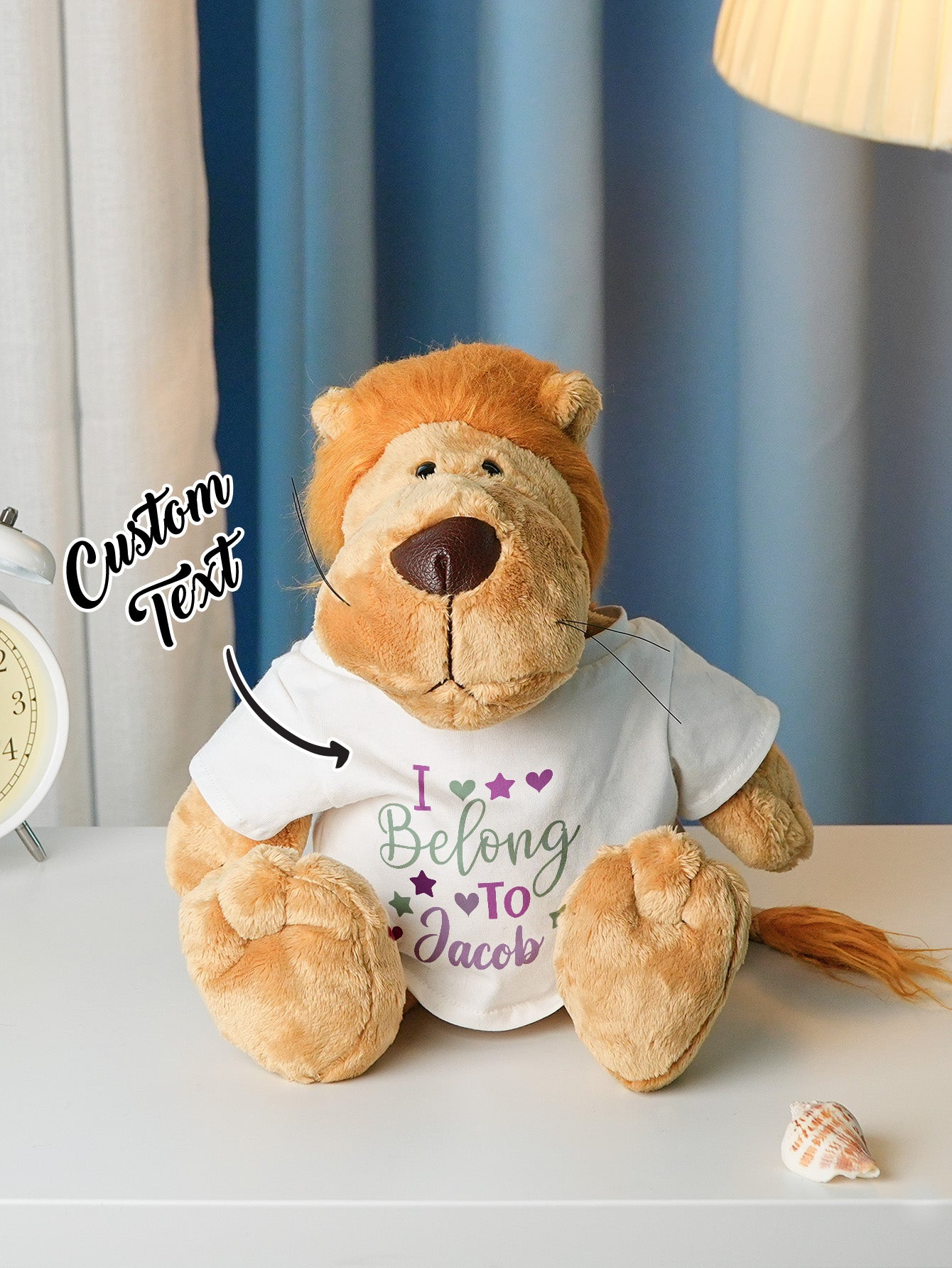 Detail of embroidered features on personalised head demonstrating craftsmanship — bespoke baby gift for newborns