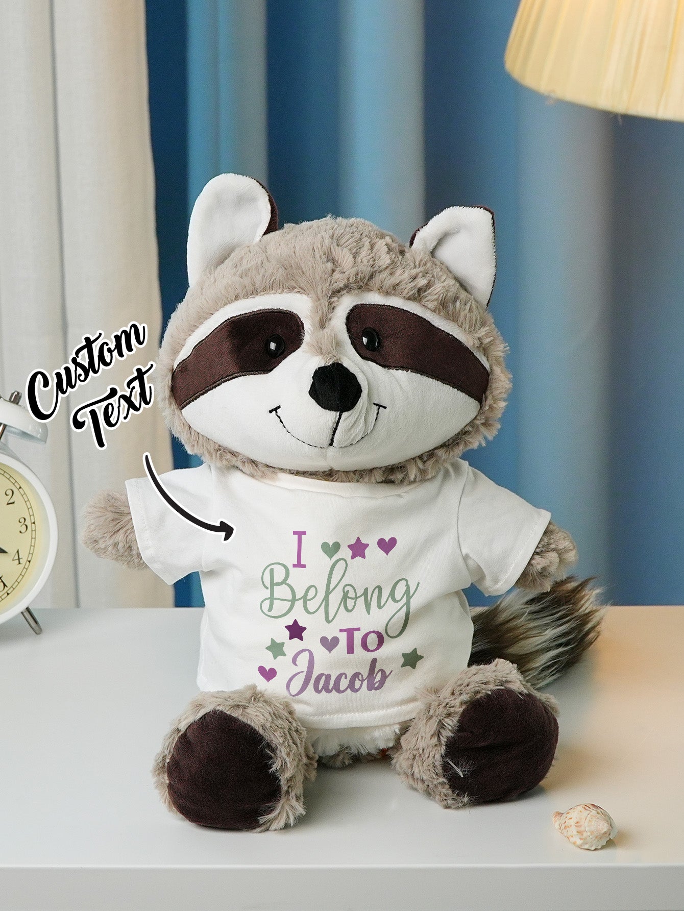 Close-up showing choice of hair colours and textures for personalised plush heads — tailored baby gift option
