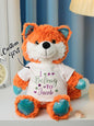 Example of moveable head mechanism on personalised plush with short hair — interactive custom baby toy