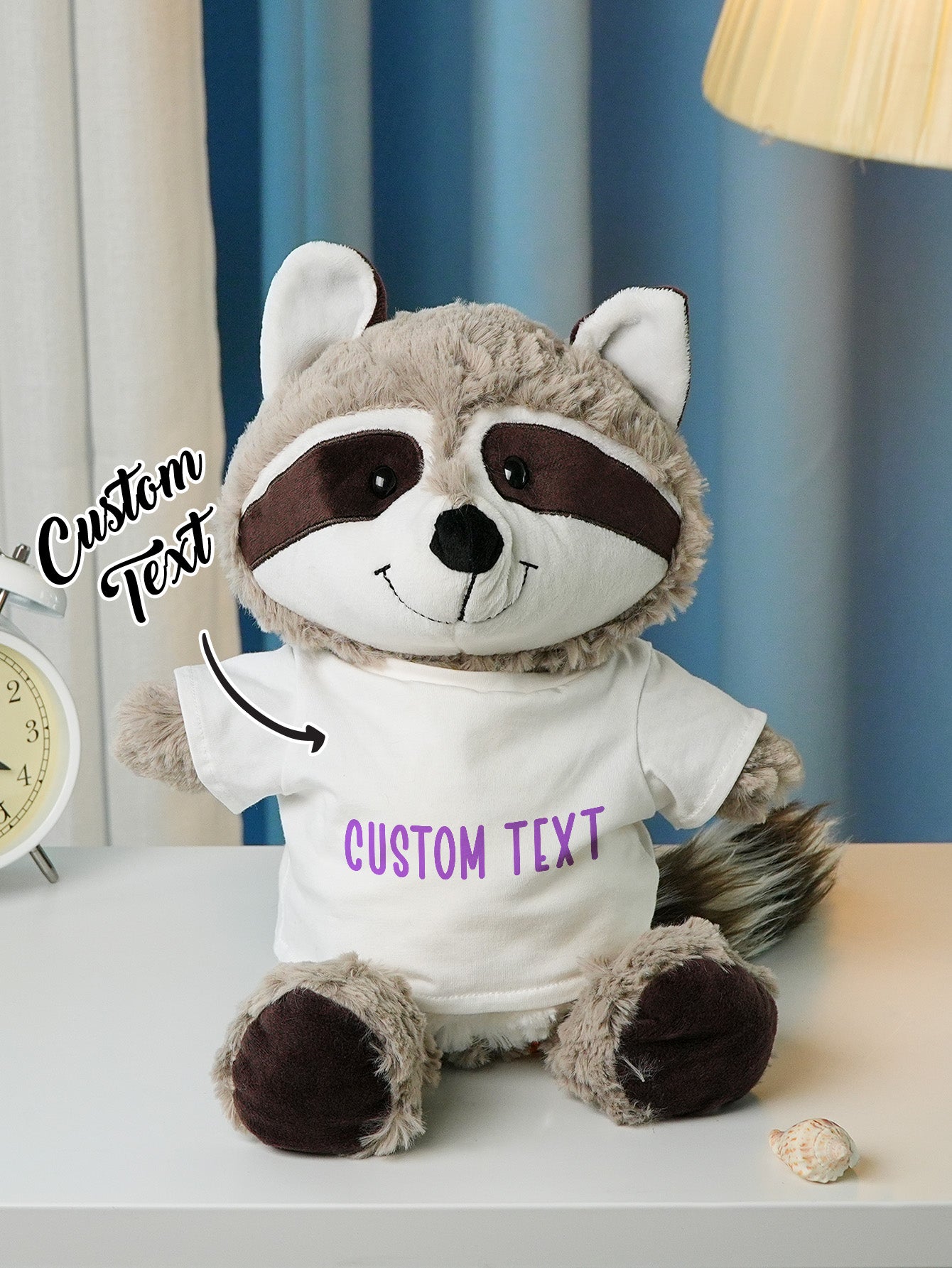 Detailed shot of sewn-in label area where customer details and custom text are added to the personalised plush
