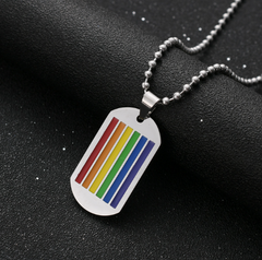 Personalised Rainbow Engraved Tag Necklace | Men's Stainless Steel Pride Gift