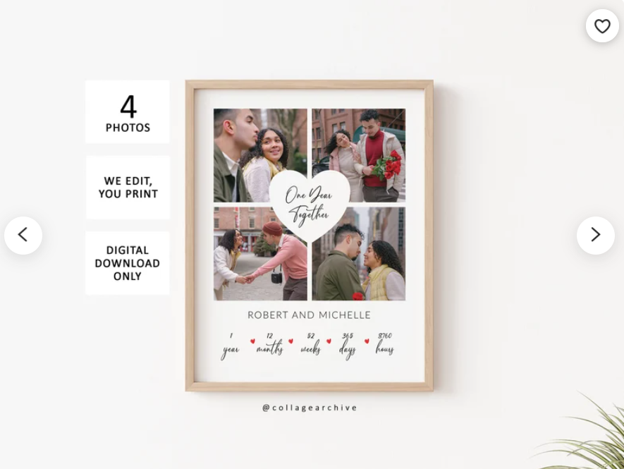 Personalised Canvas Print With Names & Photos - Unique Valentine's Day Gift For Couples