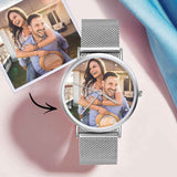 Engraved Women's Black Alloy Bracelet Photo Watch 36mm Christmas Gifts
