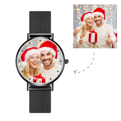 Personalized women's photo watch, unique Christmas accessory.