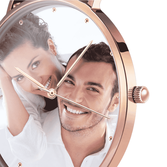 Custom Engraved Rose Gold Photo Watch with Nylon Strap - Personalised Unisex Gift