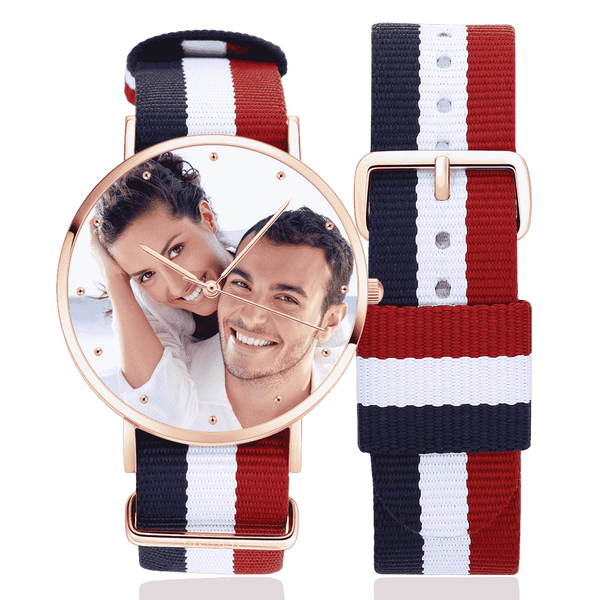 Personalised Colour Nylon Strap Photo Watch for Men | 40mm Custom Watch