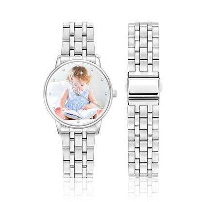 Unisex Engraved Photo Watch Alloy Strap 38mm