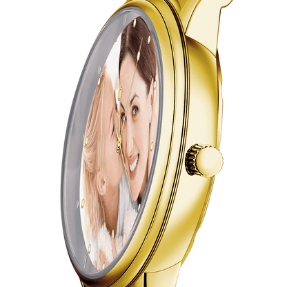 Personalised Engraved Photo Watch - Custom Alloy Strap Unisex Watch