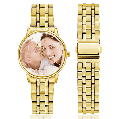 Personalised Engraved Photo Watch - Custom Alloy Strap Unisex Watch