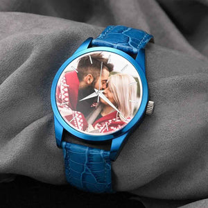 Personalized Men's Photo Watch with Leather Strap