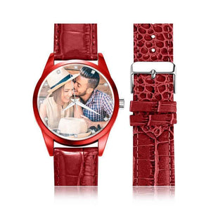 Personalized Men's Photo Watch with Leather Strap
