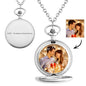 Open personalised pocket watch displaying custom photo and classic watch face – custom photo personalised engravable pocket watch